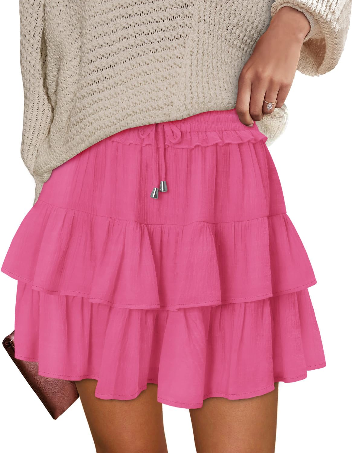 onlypuff Flowy Shorts for Women Ruffle Skorts Tiered Teen Girls Country Concert Outfits Golf Tennis Skort Under Sweater Skirt