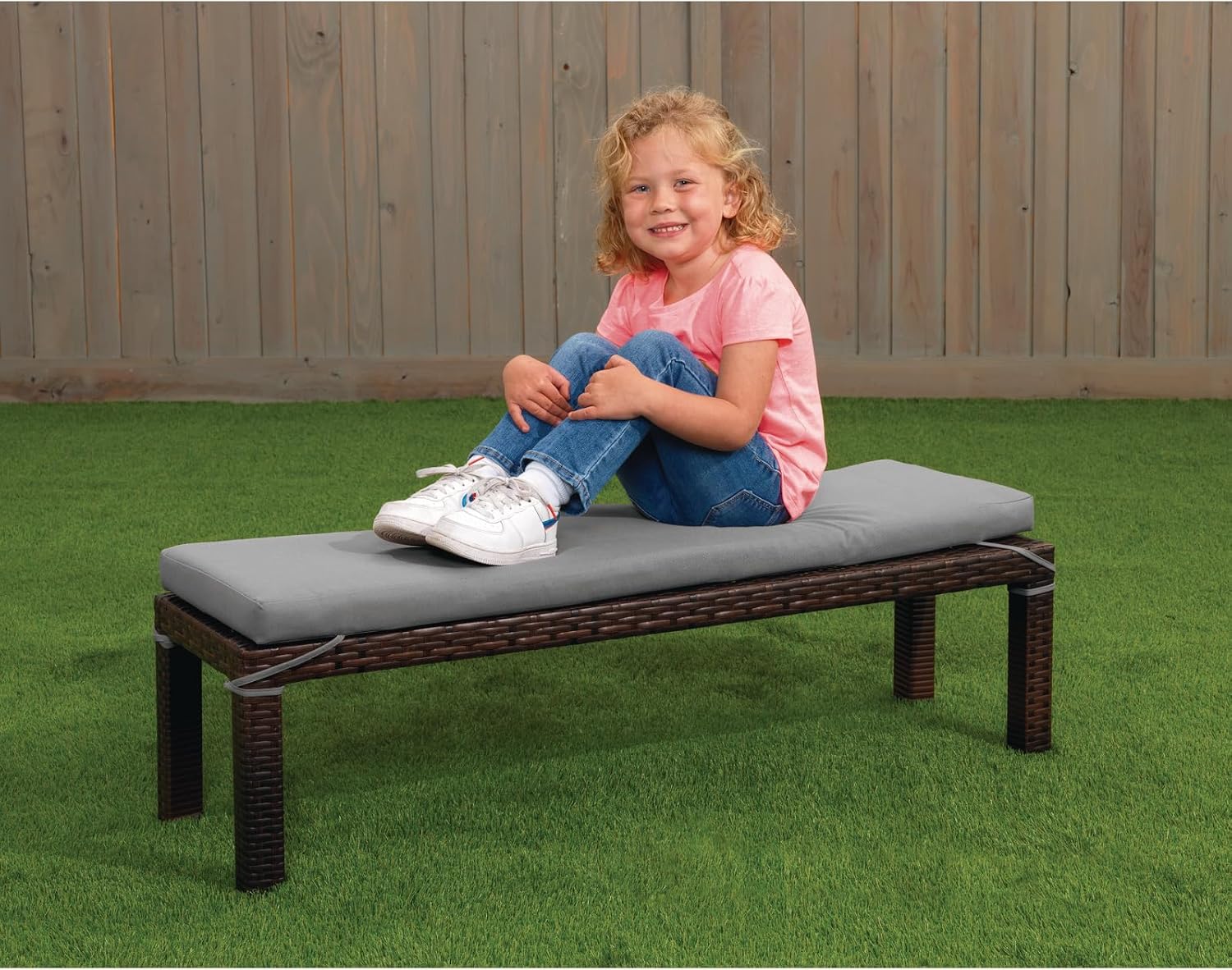 Excellerations Outdoor Wicker Bench (Preschool Height)