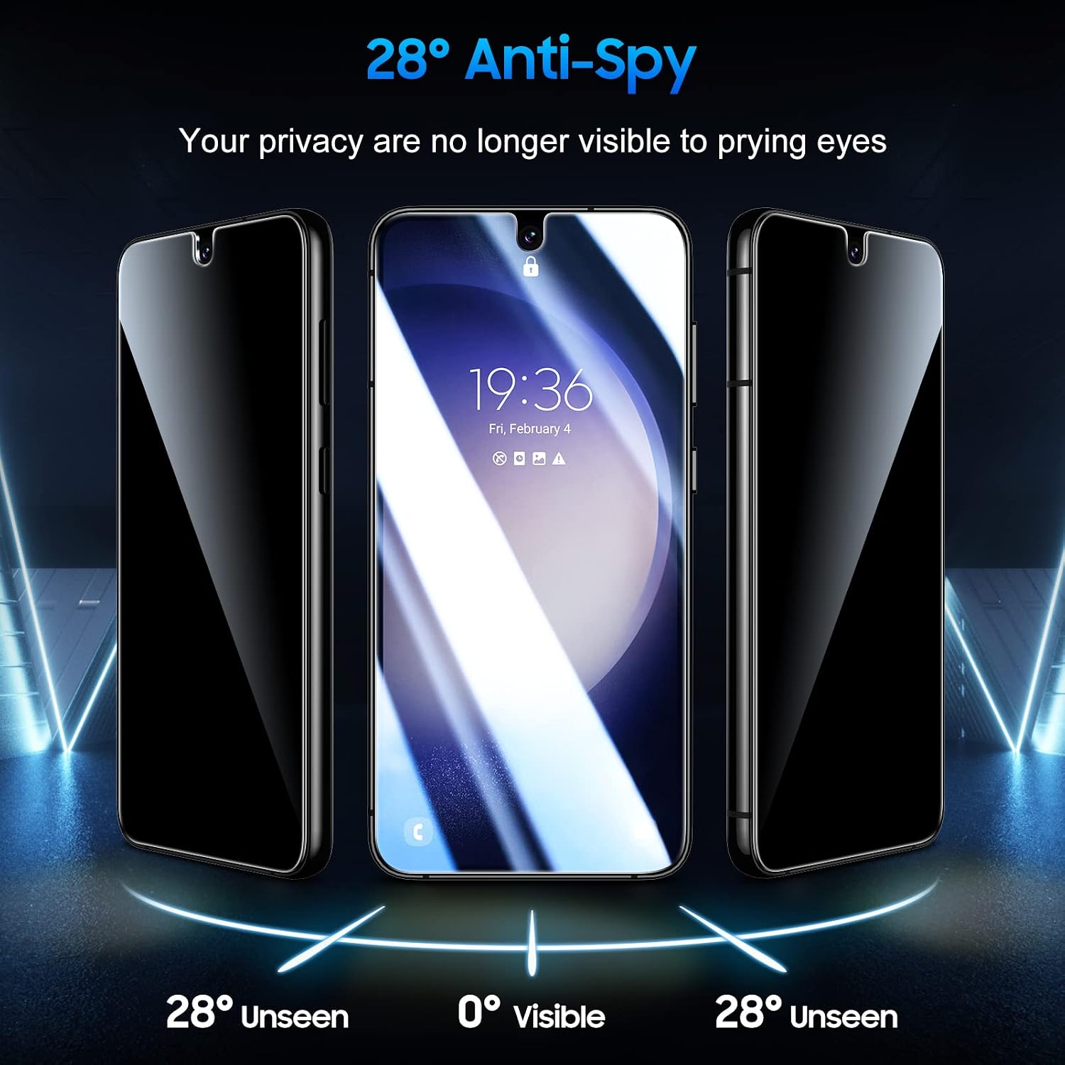 UniqueMe for Samsung Galaxy S23 Plus Privacy Screen Protector[2+2 Pack] | Ultrasonic Fingerprint Compatible, 9H Tempered Glass, Camera Lens Protector for S23+, S23 Plus, 6.6 inch