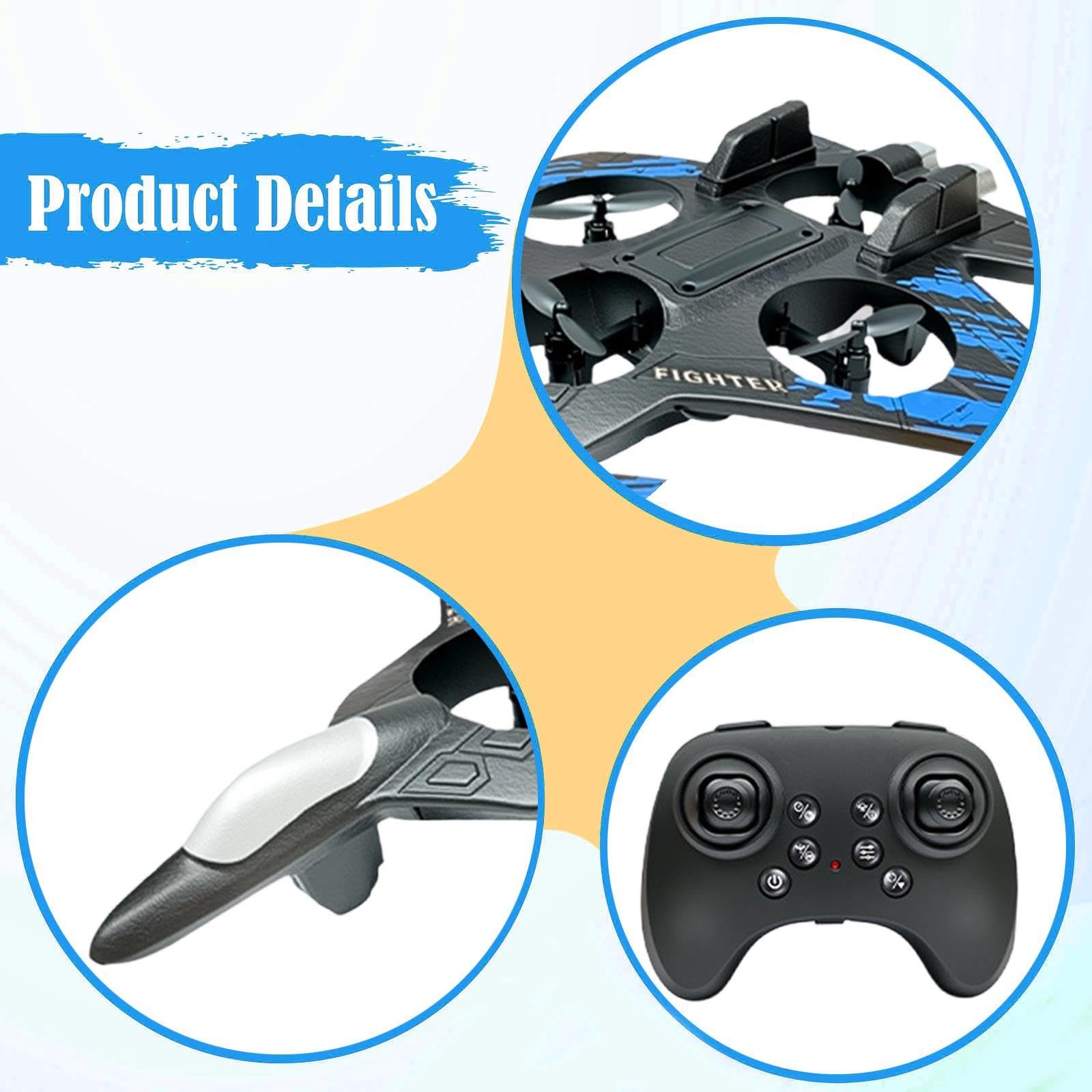 Milageto Avión Teledirigido de Fija Planeador RC de Espuma con Función Luces Nocturnas Control Fácil y Resistente Adecuado para Principiantes, Azul