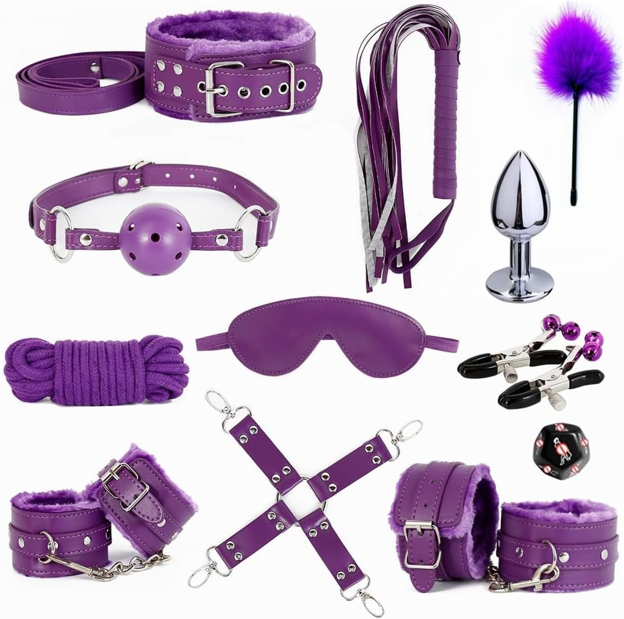Christmas Gift 12 Piece Purple Accessory Set, Multi-Functional Wrist and Ankle Training Straps, Adjustable-H