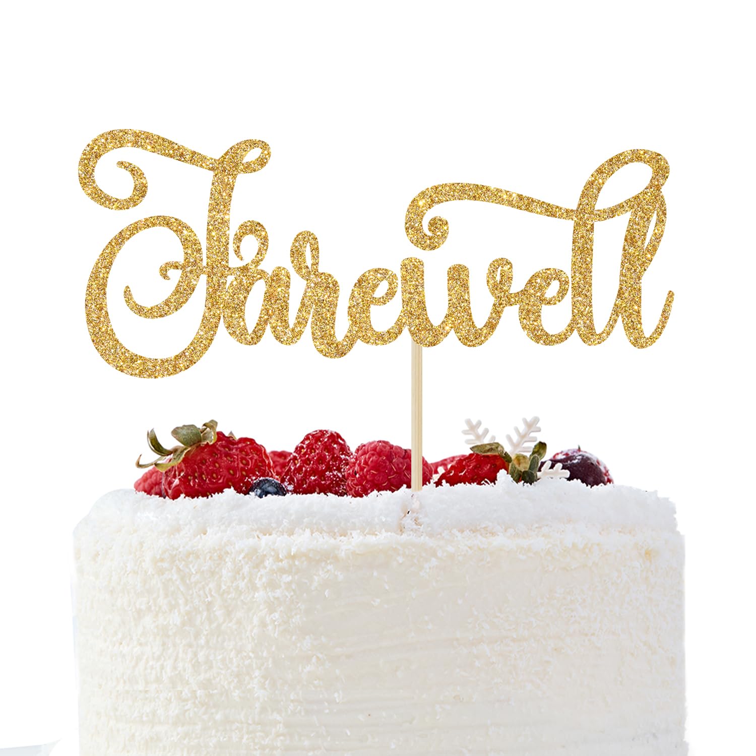 We Will Miss You Cake Topper - Gold Glitter Farewell Decor For Retirement, Job Change, Graduation Parties