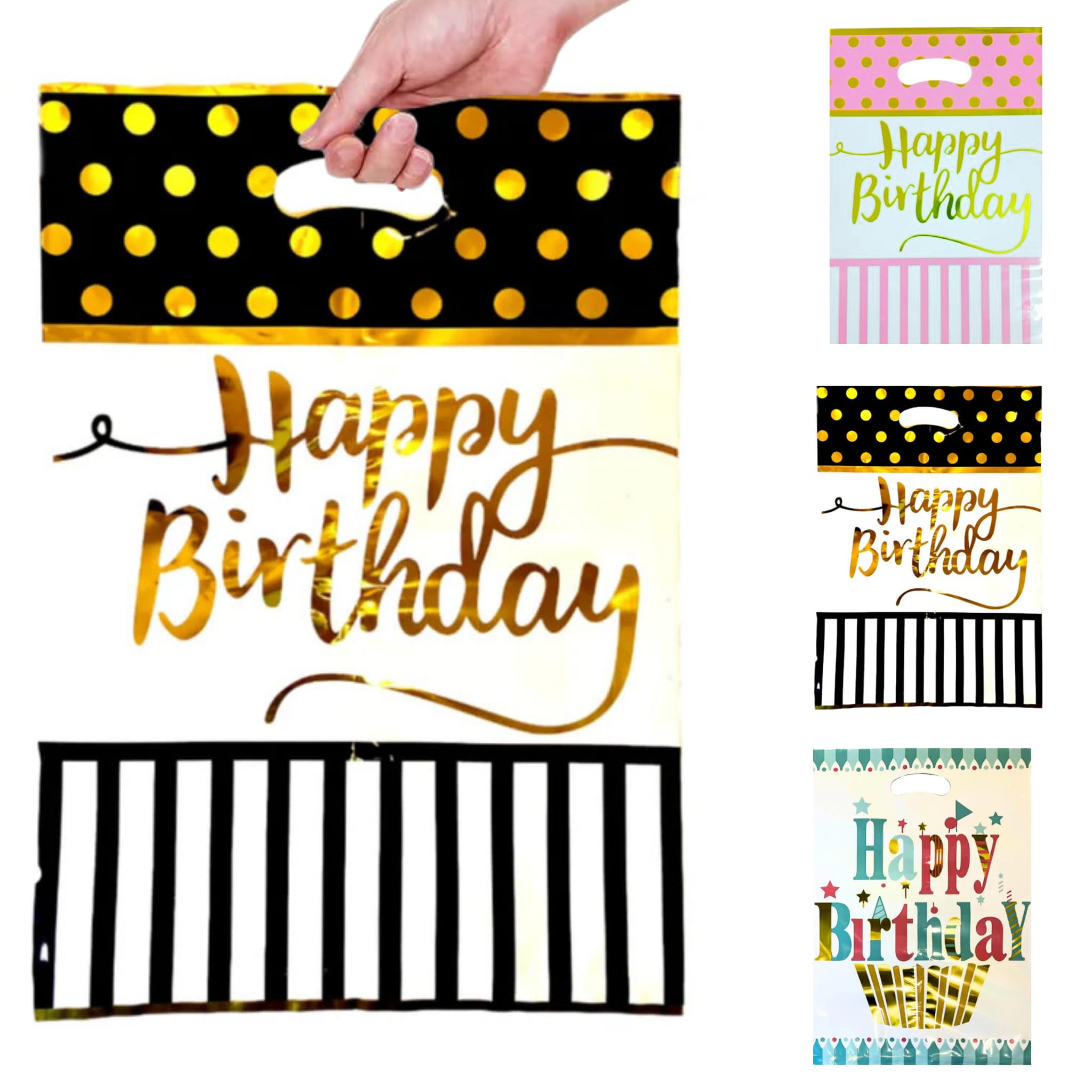 Wanna Party Pack of 20 Foil Goodies for Return Gifts bag for Kids, Party Favor bags, Black & Golden Polka Dot Loot Bags, Khoi Bag, Gift For Kids, Colorful Gift Bag-image-30