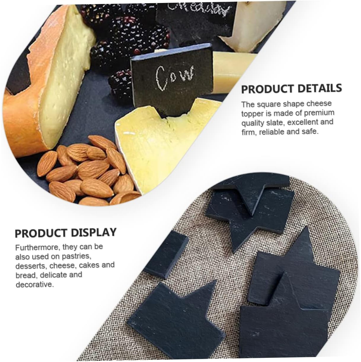 Natural Stone Cheese Labels Insert Set with Pencils for Cakes