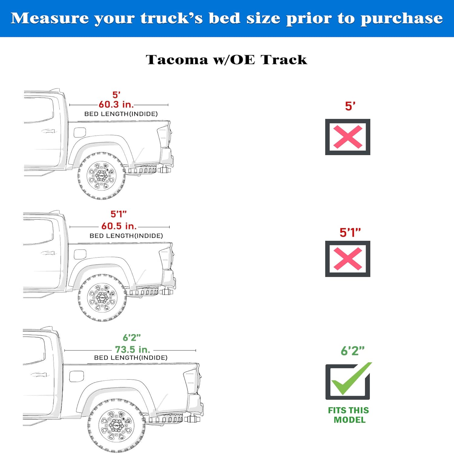 Toptiny Hard Folding Truck Bed Tonneau Cover |HTF020|Fits 2005-2015 Toyota Tacoma w/OE Track System 6' 2" Bed (73.5")