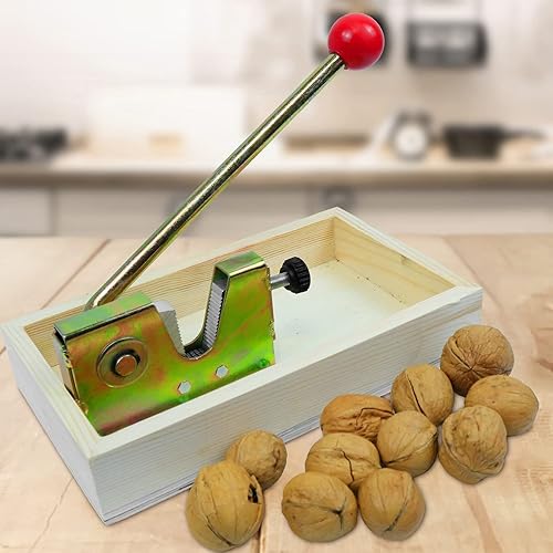 Miniatura 3 de Pinzas manuales para cascanueces y nueces, herramienta de abridor de nuez de pecana, herramienta de apertura de nuez ajustable con base de madera