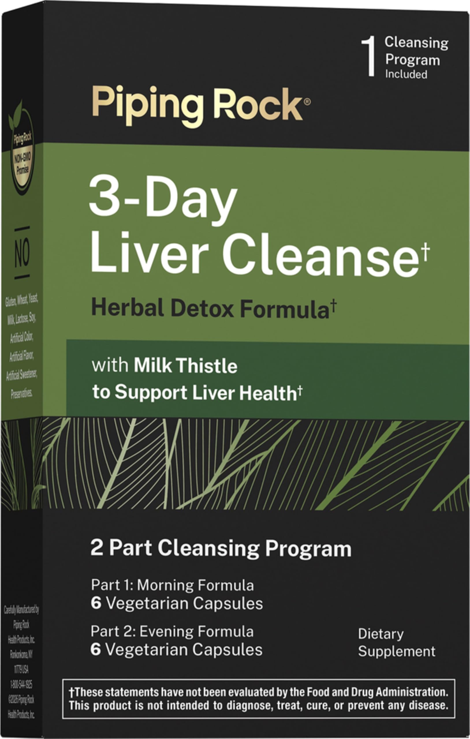 Piping Rock 3-Day Liver Cleanse | 12 Capsules | Herbal Detox Formula