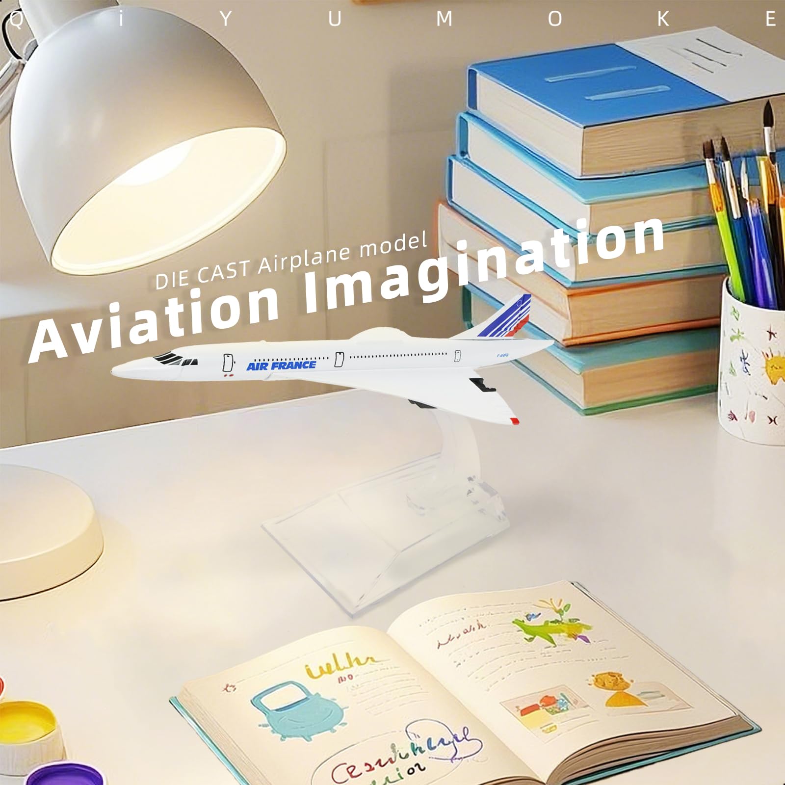 NUOTIE Concorde Air France - Modellino di aeroplano pressofuso da esposizione o regalo
