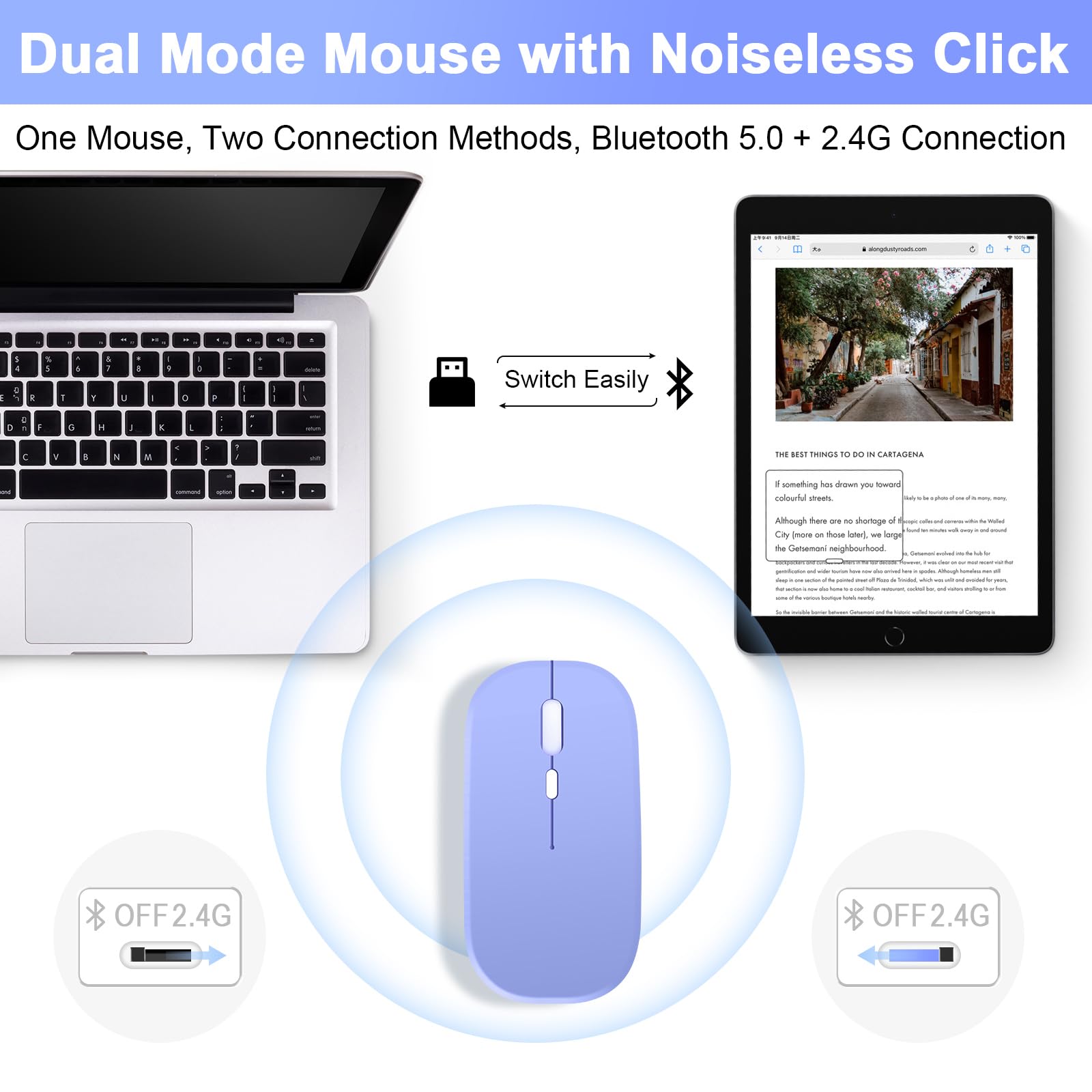 SOPPY Custodia con Tastiera e Mouse per iPad 11a Generazione (A16) 11 Pollici 2025, 10a Gene 10,9 Pollici 2022, cover Protettiva Staccabile, con Slot per Penna Stilo, Layout Italiano - Viola