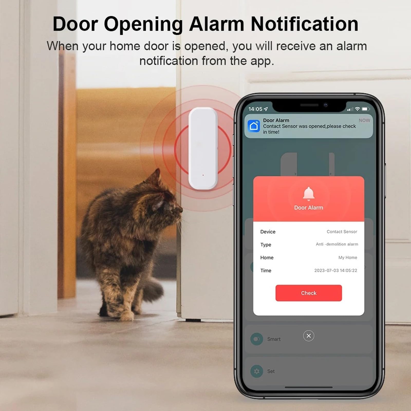 4-Pack WiFi Smart Door/Window Sensors - Tuya App, Works With Alexa & Google Home, No Hub Needed