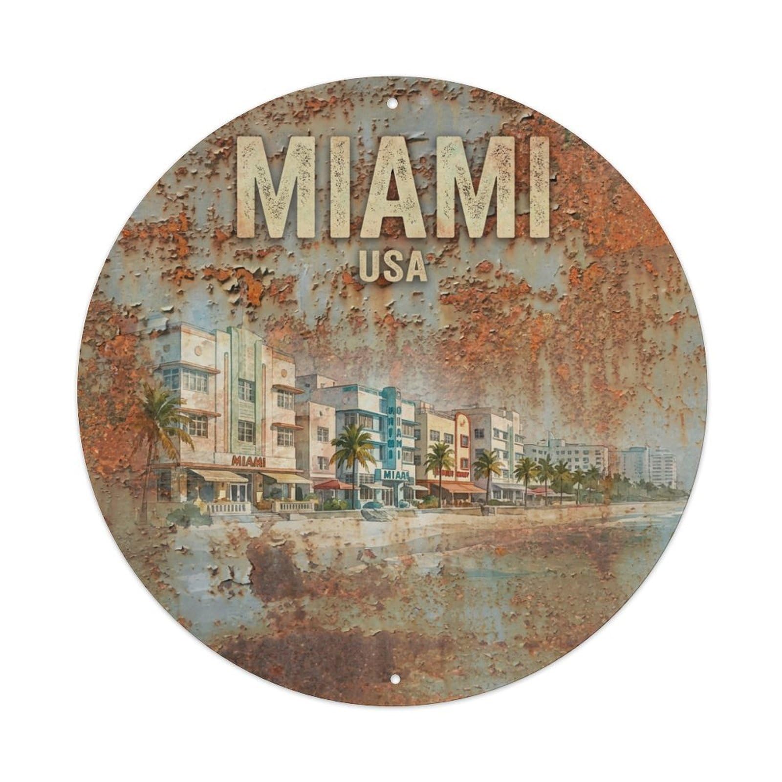 Tgrcjimh Style Metal Tin Sign Usa Vintage Travel Miami