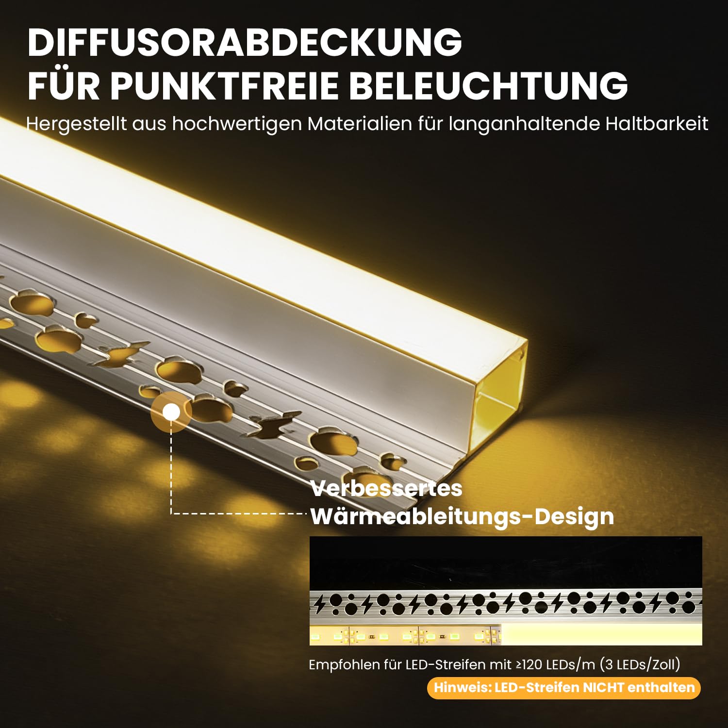 LED Trockenbauprofil Aluminium 1,4M 4,6FT Trimless Vertiefte mit Diffusor & Endkappen