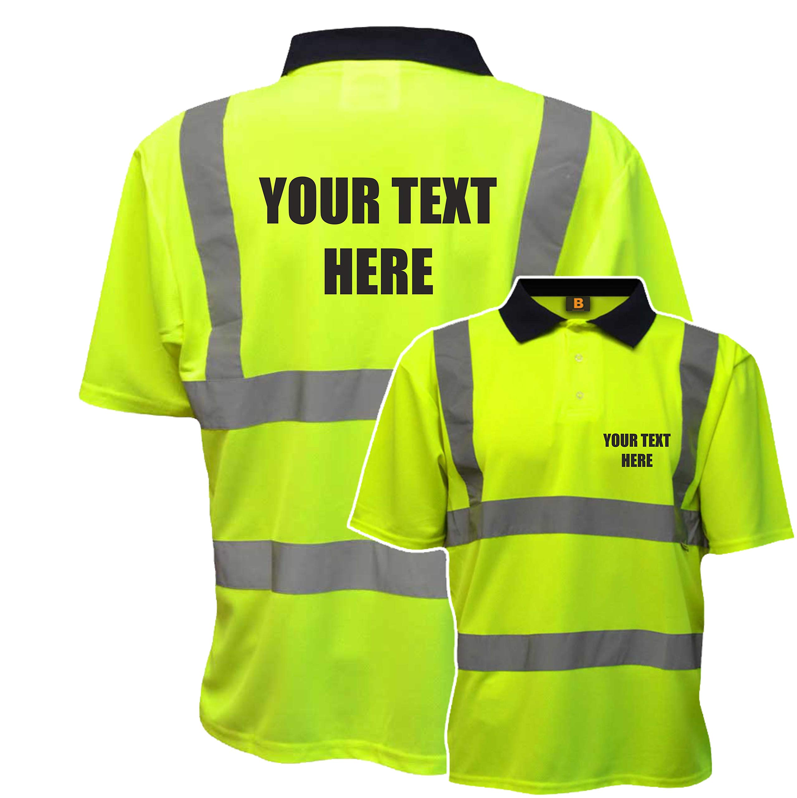 Personalised Yellow Hi Vis Polo Shirt Reflective Safety Vest Waistcoat, Conforms to EN20471 Class 2, High Visibility, by Brook Hi Vis, XXXLarge