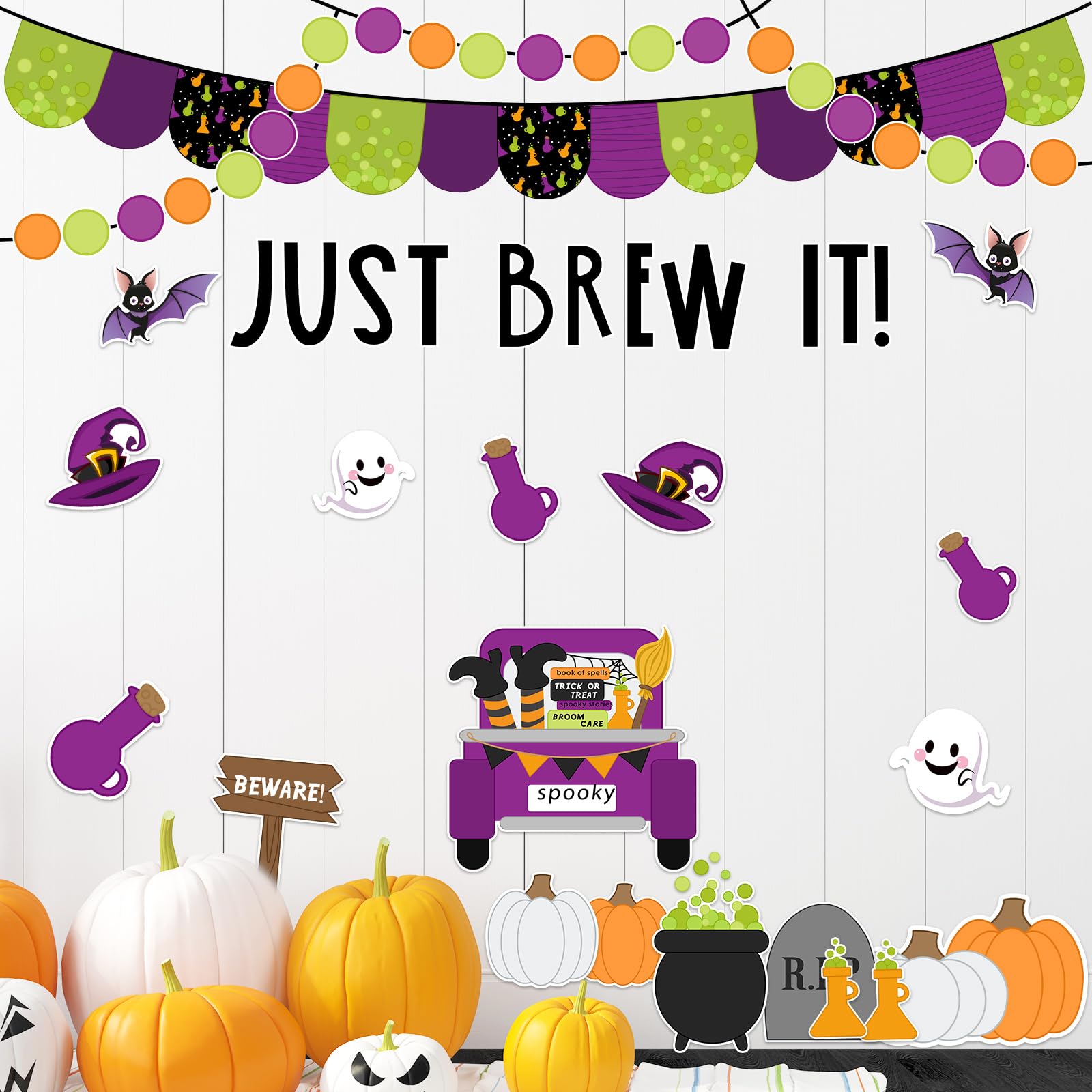Halloween-Ausschnitte Für Pinnwand – 60 Stück Mit Klebepunkten, Gruselige Motive