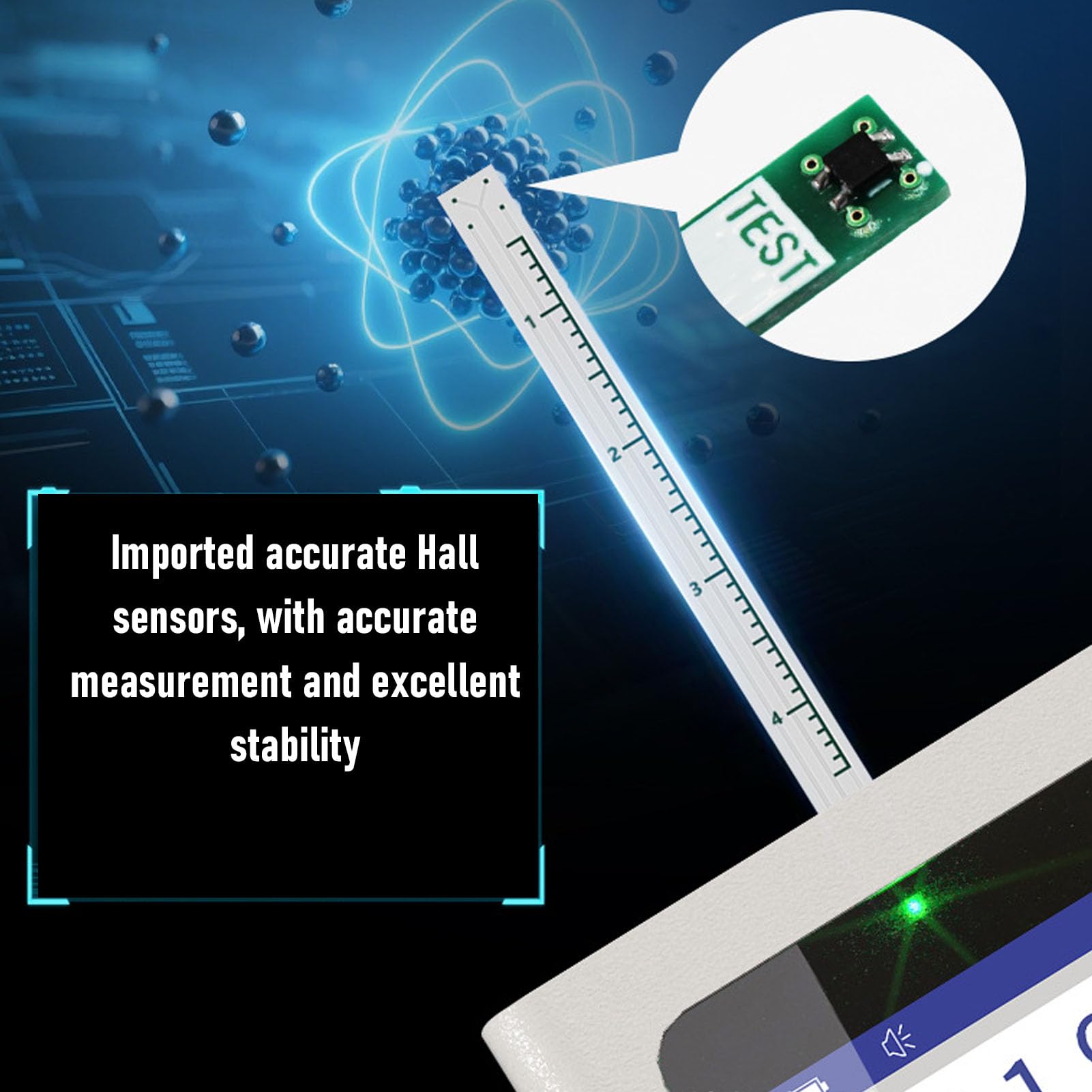 Akozon Medidor de Gauss Probador de Fuerza de Campo Magnético Pantalla Retroiluminada Apagado Automático para Uso Industrial