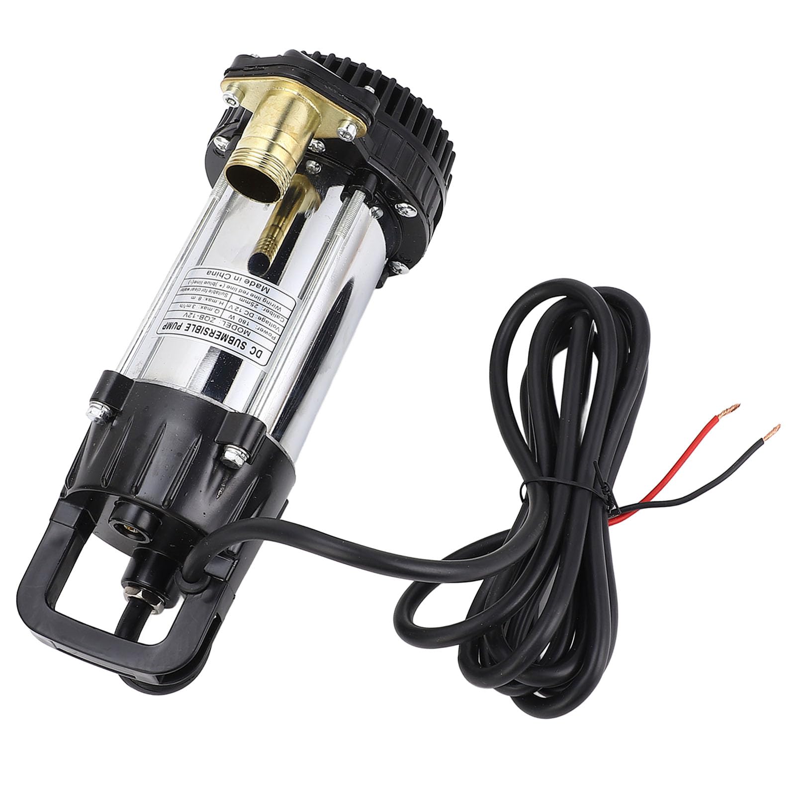Fafeicy Bomba Sumergible CC 12 V 180 W, Bomba Sumergible para Acuario con Cuerpo de Acero Inoxidable con Motor de Cobre sin Escobillas, Elevación de 8 M para Pecera, Fuente, Estanque, Hidroponía