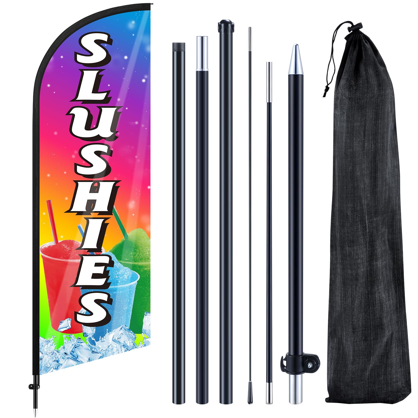Photo 1 of Remagr Slushies Feather Flag 7 ft Advertising Swooper Flag Banner Signs with Pole and Ground Stake for Store Business Outside