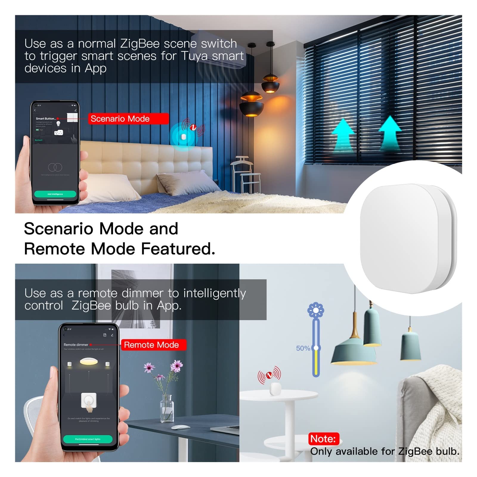 Interruttore Intelligente, Tuya ZigBee Smart Key Switch Telecomando Wireless Key Controller Collegamento Multi-Scena Smart Switch Automazione alimentata a Batteria,Smart Switch WiFi(4 PCS)