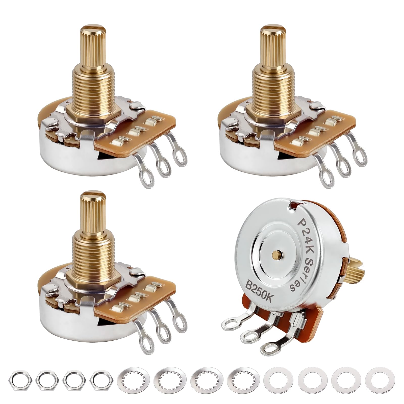 Banworks Brass B250K Imperial 3/8" Thread Full Sized Guitar Pots 24-Spline