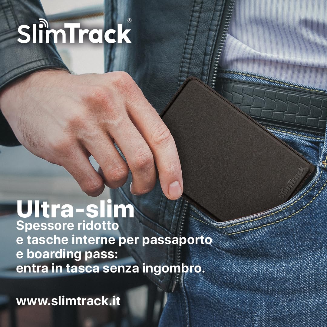 SlimTrack Cover Passaporto Smart con Apple Find My, Ricarica Wireless, Pelle PU Premium, Design Ultra Sottile, Protezione RFID