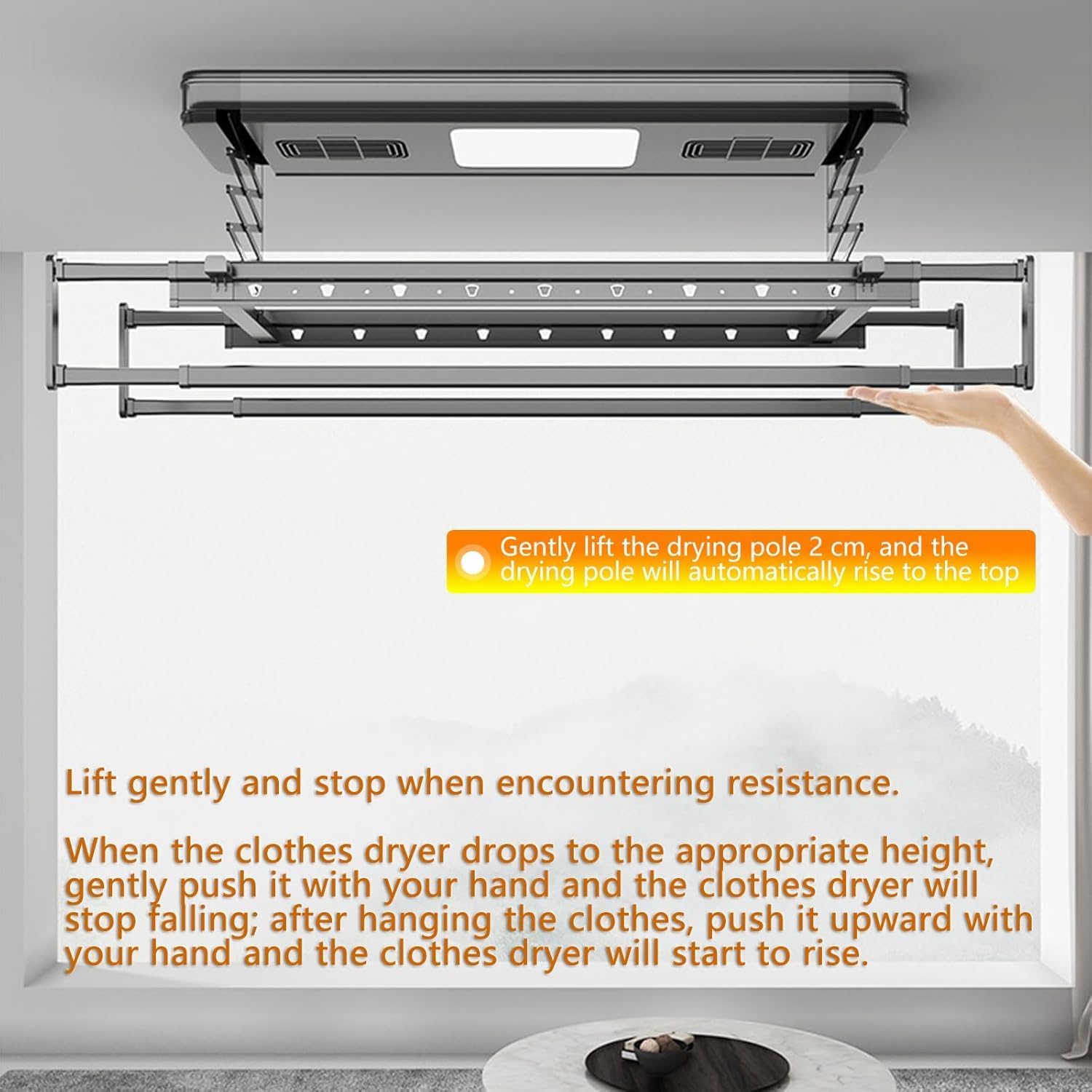 Electric Lift-Up Ceiling Clothes Dryer - Remote Control & Space Saving