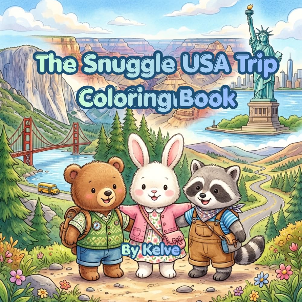 The Snuggle Crew: 50 States Landmarks of the United States Coloring Book: USA Landmarks Coloring Book | Cute and Comfy 50 States Adventure with Adorable Baby Kawaii Animals