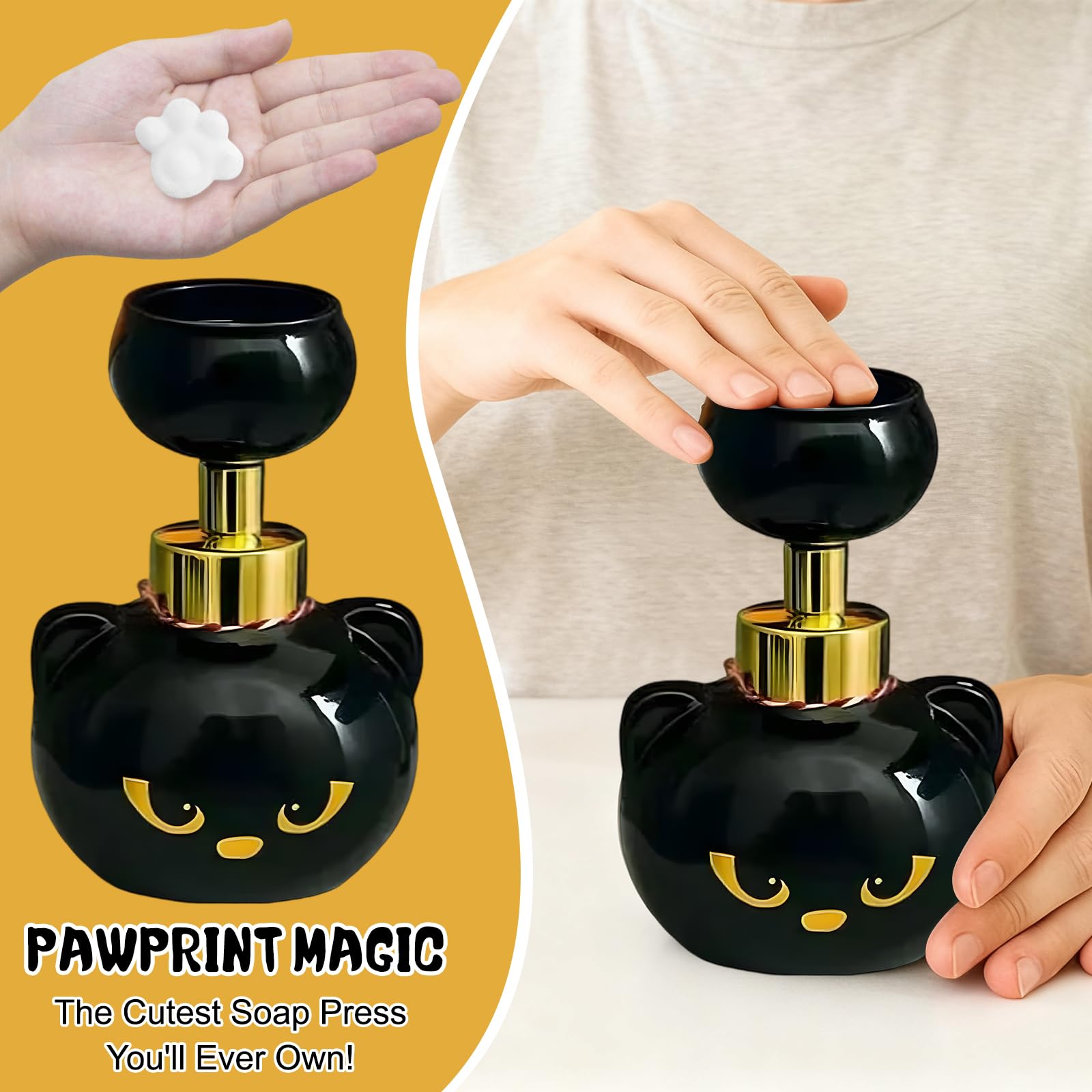 Refillable Empty Niedlicher Katzenpfoten-Schaumseifenspender, Erzeugt Pfoten Form Schaum, Reusable Katzenpfote Seifenspender, Lustiges Geschenk für Kinder und Katzenliebhaber, für Badezimmer