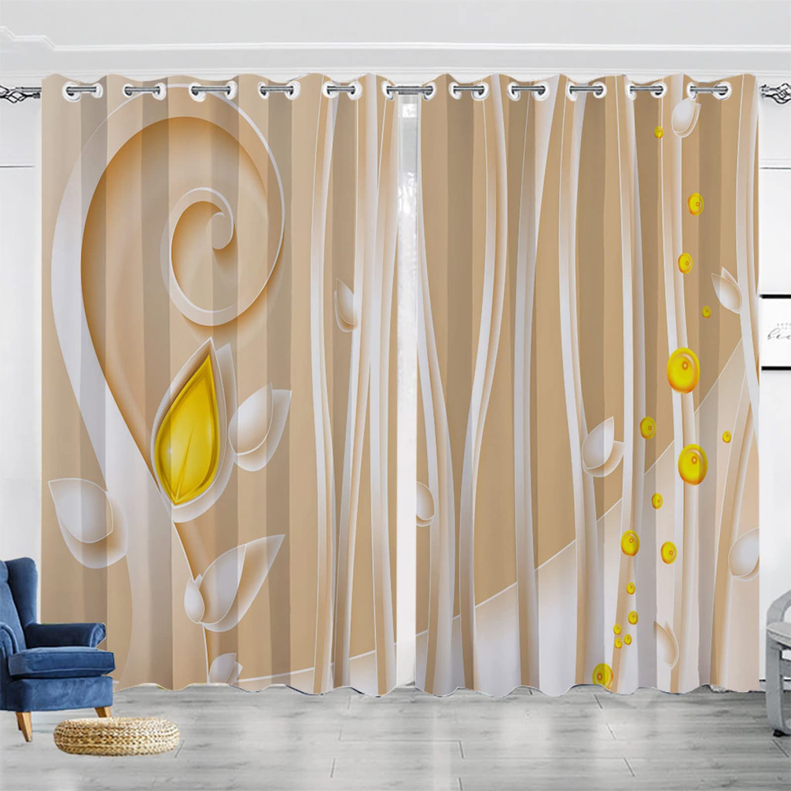 Vorhang Blickdicht Verdunklungsvorhänge Gardienen 2-SetBlume 150x166cm