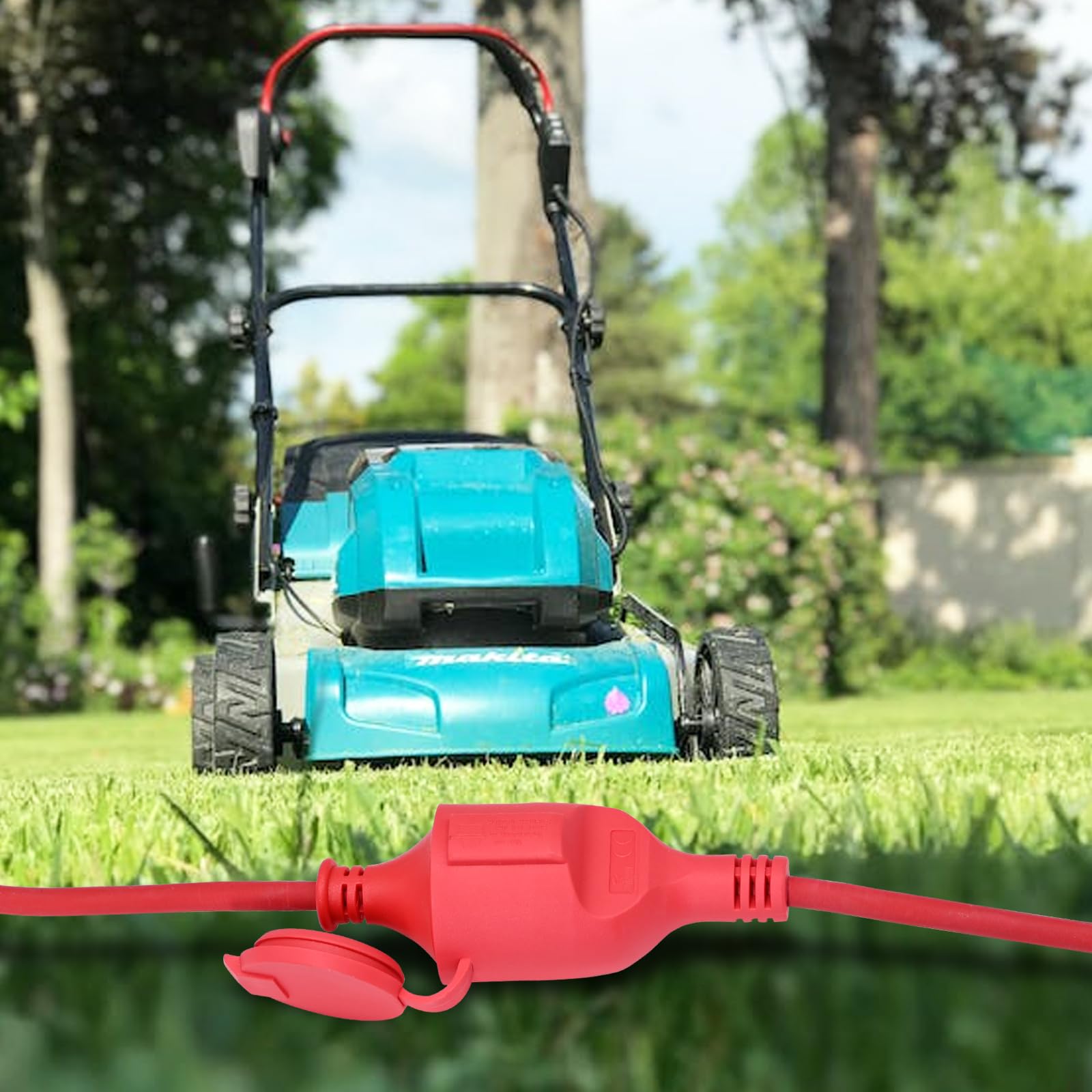 Cable alargador exterior 20 m para exteriores, de goma, con enchufe Schuko, IP44, cable de extensión 3 G1,5 mm², cable eléctrico exterior, con tapa protectora, 3500 W, rojo