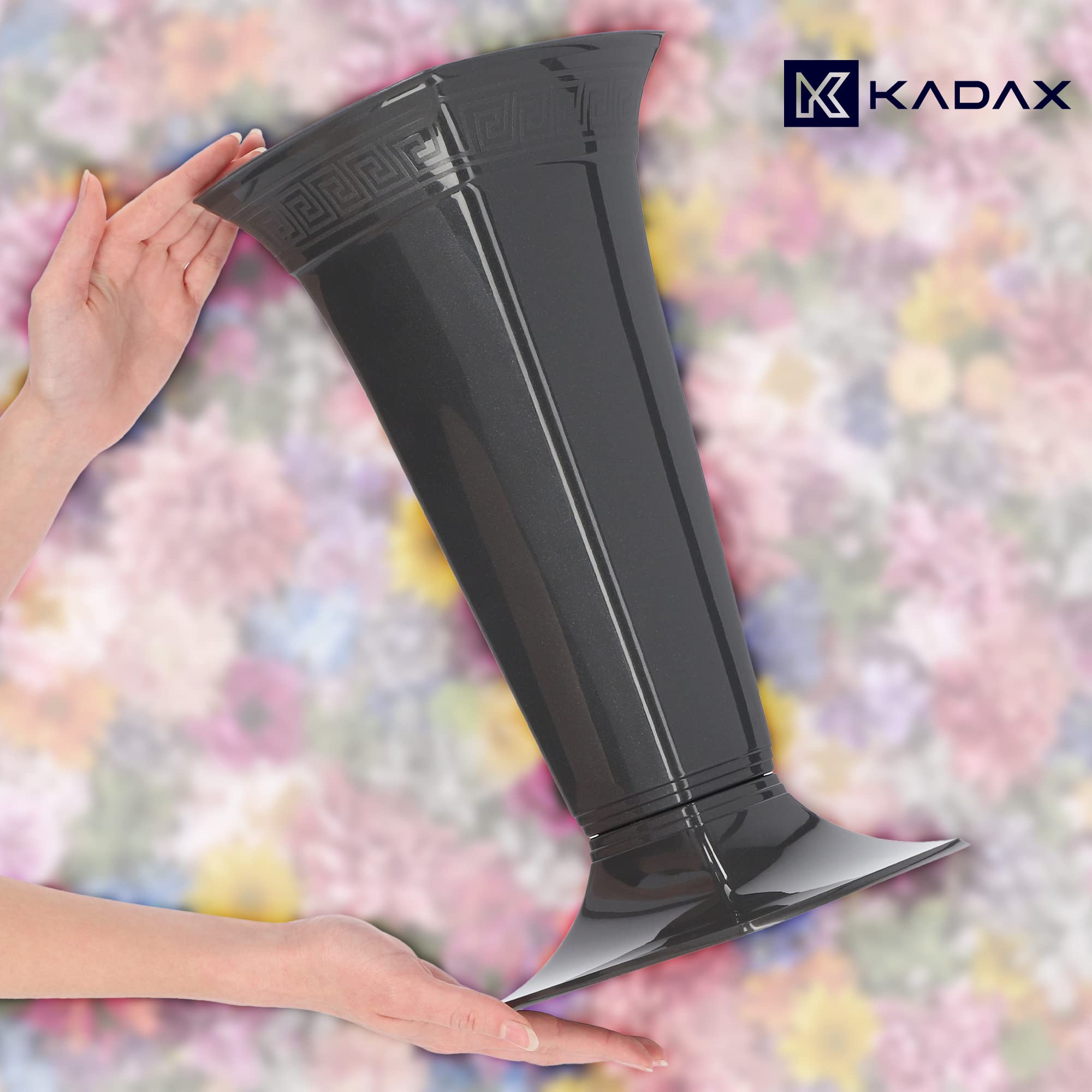 Vase Funéraire Avec Socle En Plastique KADAX - Résistant Aux Intempéries, Ornement Grec, Couleurs Au Choix