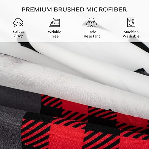 Miniatura 6 de VENTIMI Juego de funda de edredón de Navidad, tamaño King, juego de ropa de cama de Navidad con estampado de ciervos y copos de nieve, 3 piezas (1