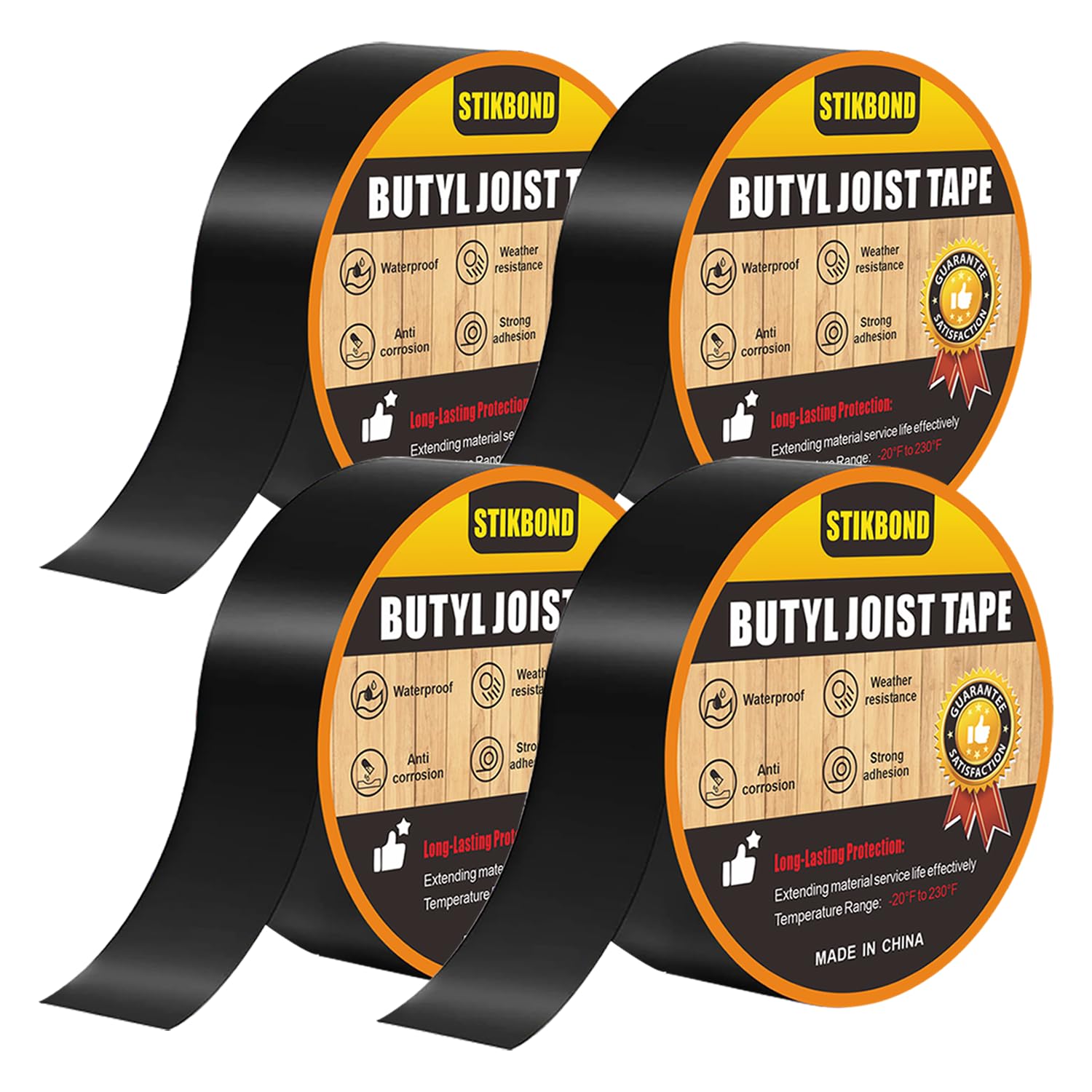 Photo 1 of STIKBOND Joist Tape 2" x 50FT 4rolls Butyl Deck Tape,Resistance Butyl Tape,Waterproof and Anti-Corrosion Flashing Tape for Wood Deck, Joist, Beams, Roofs, RV, Doors