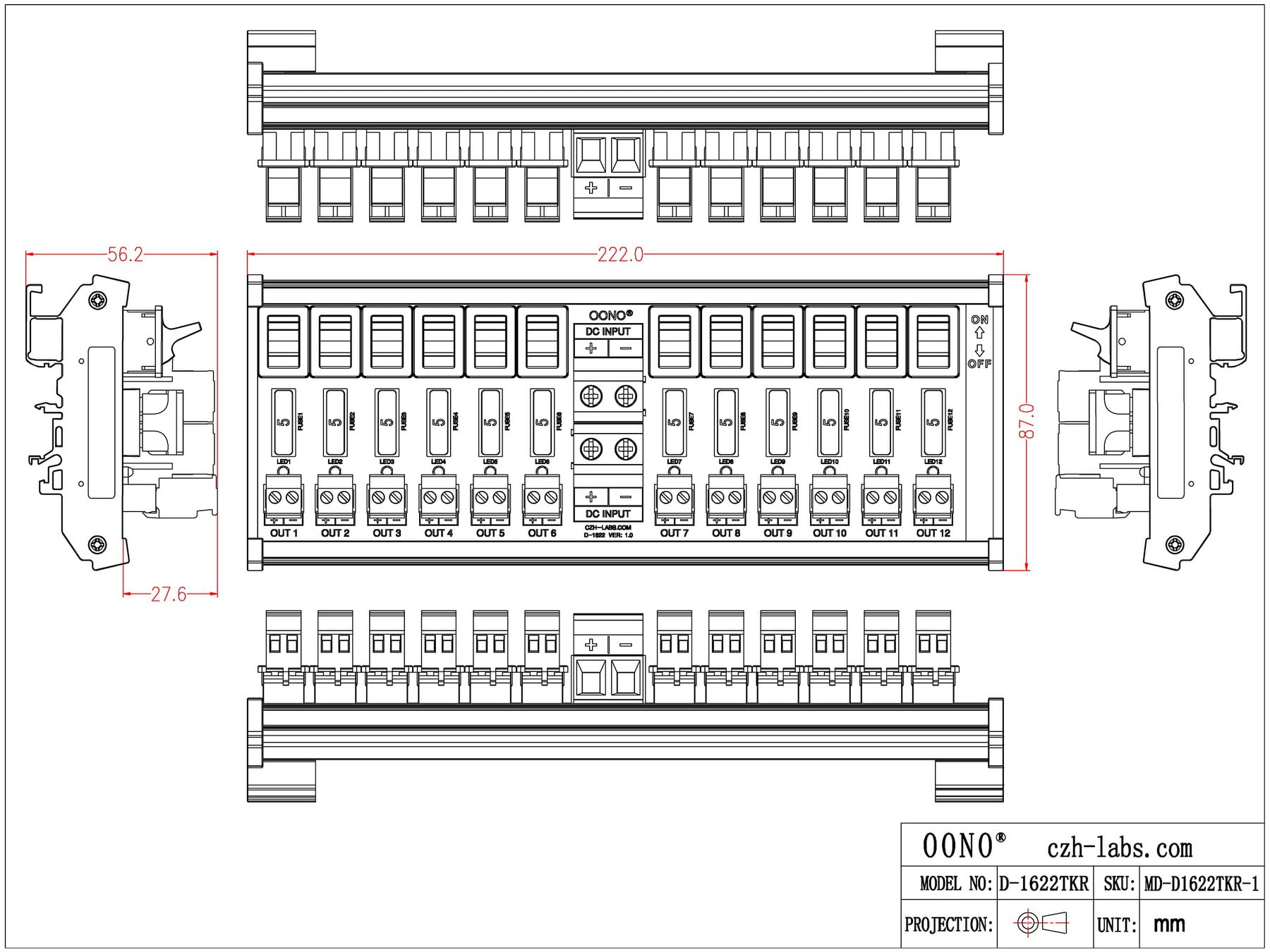 Snapklik.com : DC Power Distribution Module, Rocker Switch, Fused ...