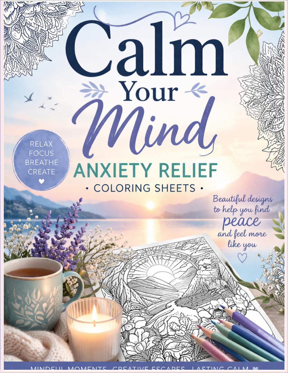 Calm Your Mind: Anxiety Relief Coloring Sheets