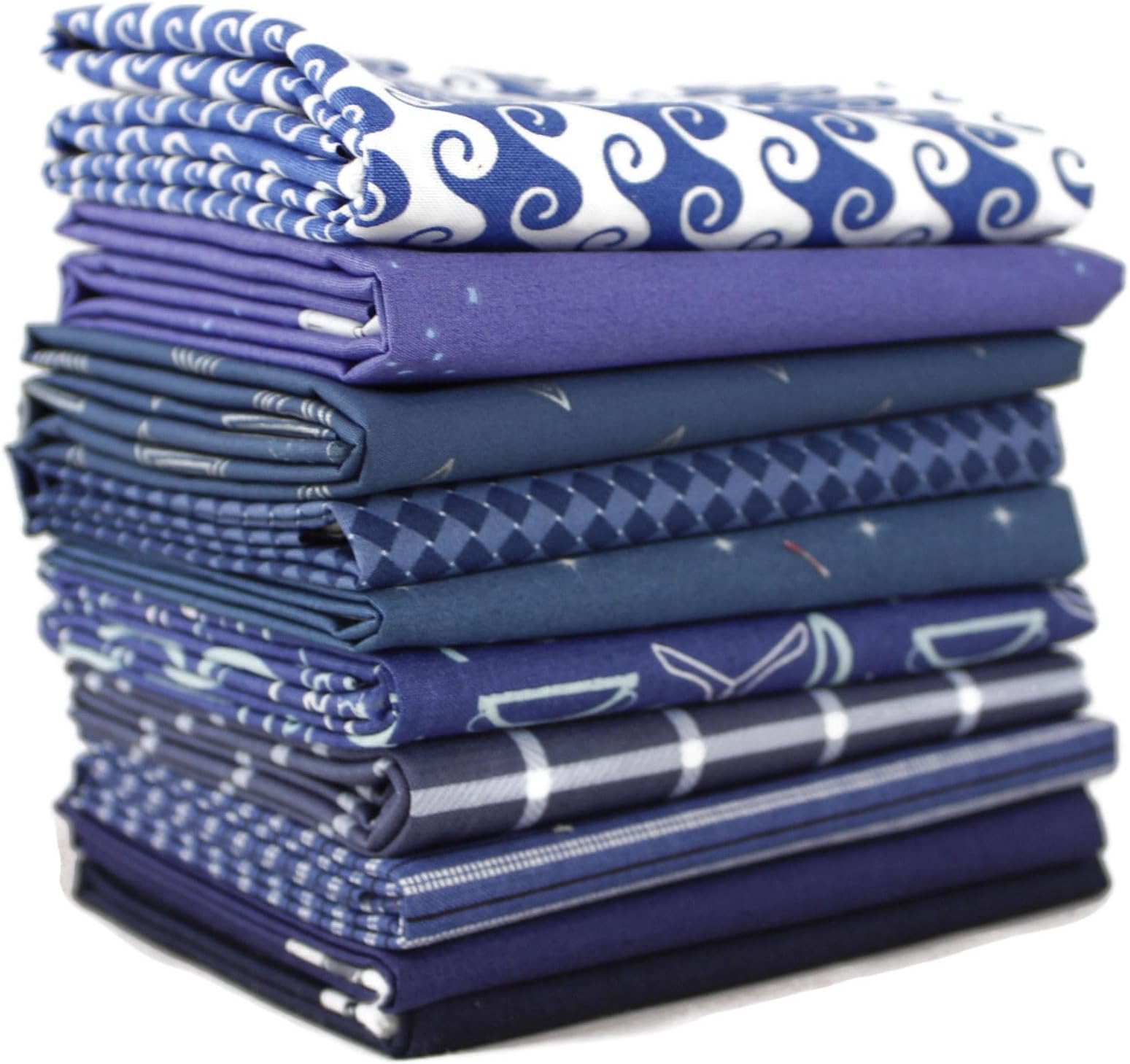 Dark Blue Fat Quarter Bundle (DK.BL.10FQ) by Mixed Designers for Southern Fabric