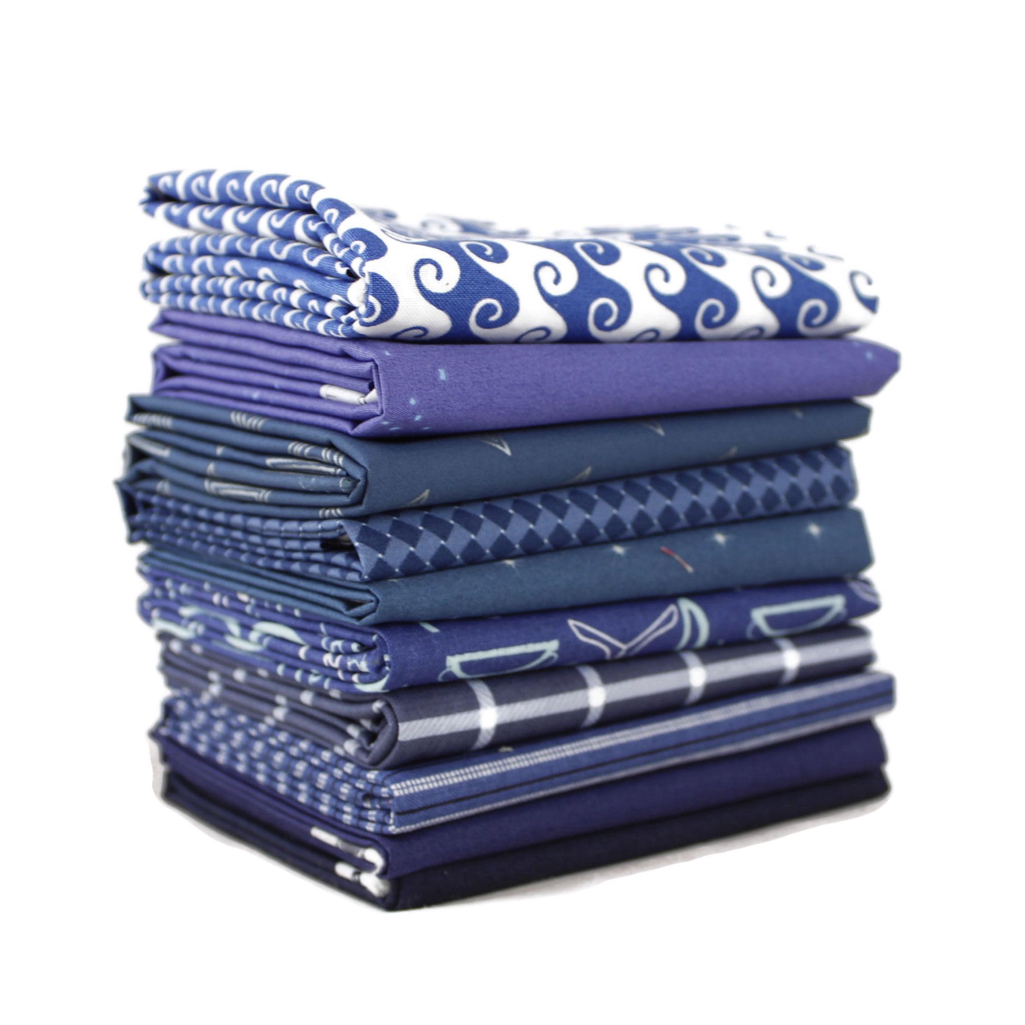 Dark Blue Fat Quarter Bundle (DK.BL.10FQ) by Mixed Designers for Southern Fabric