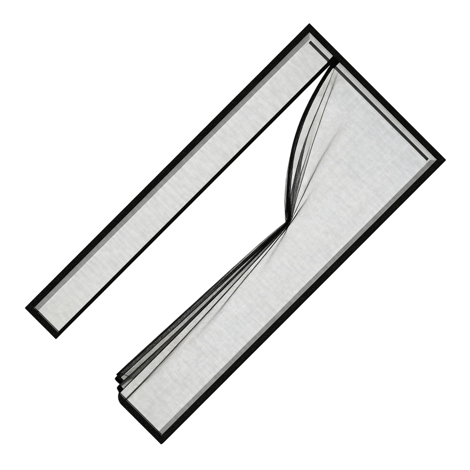 Kaeltsyn 36x82 Inch Easy Setup Entry Cover Black Polyester Weave with Powerful Fasteners and Windproof Construction Stick on Window Screen