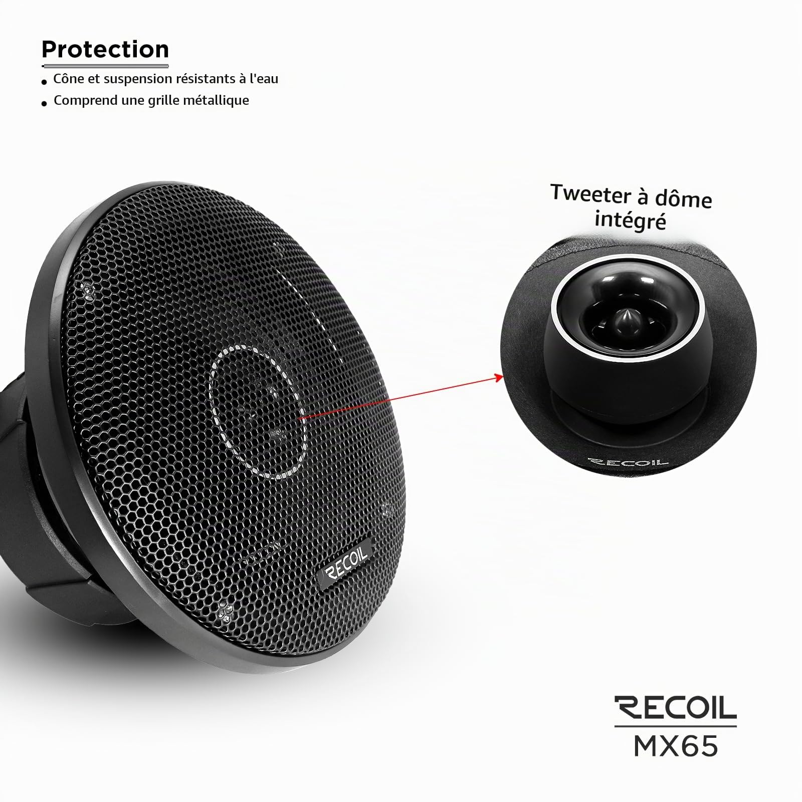 RECOIL MX65 16,5cm (6.5 Pouces) Haut-parleurs Coaxiaux Pro Audio Voiture