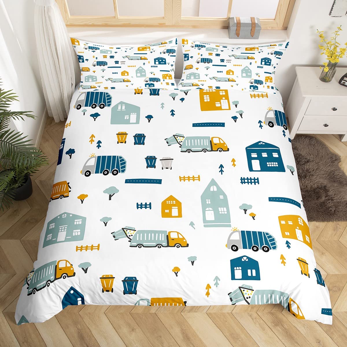 Housse de couette respirante camion poubelle idée cadeau pour lit garçon