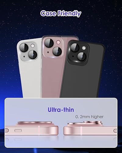 Miniatura 8 de Para iPhone 15 PlusiPhone 15 Protector de lente de cámara Metal Plus Anillo de aleación de aluminio 9H Pantalla de vidrio templado Funda de cámara