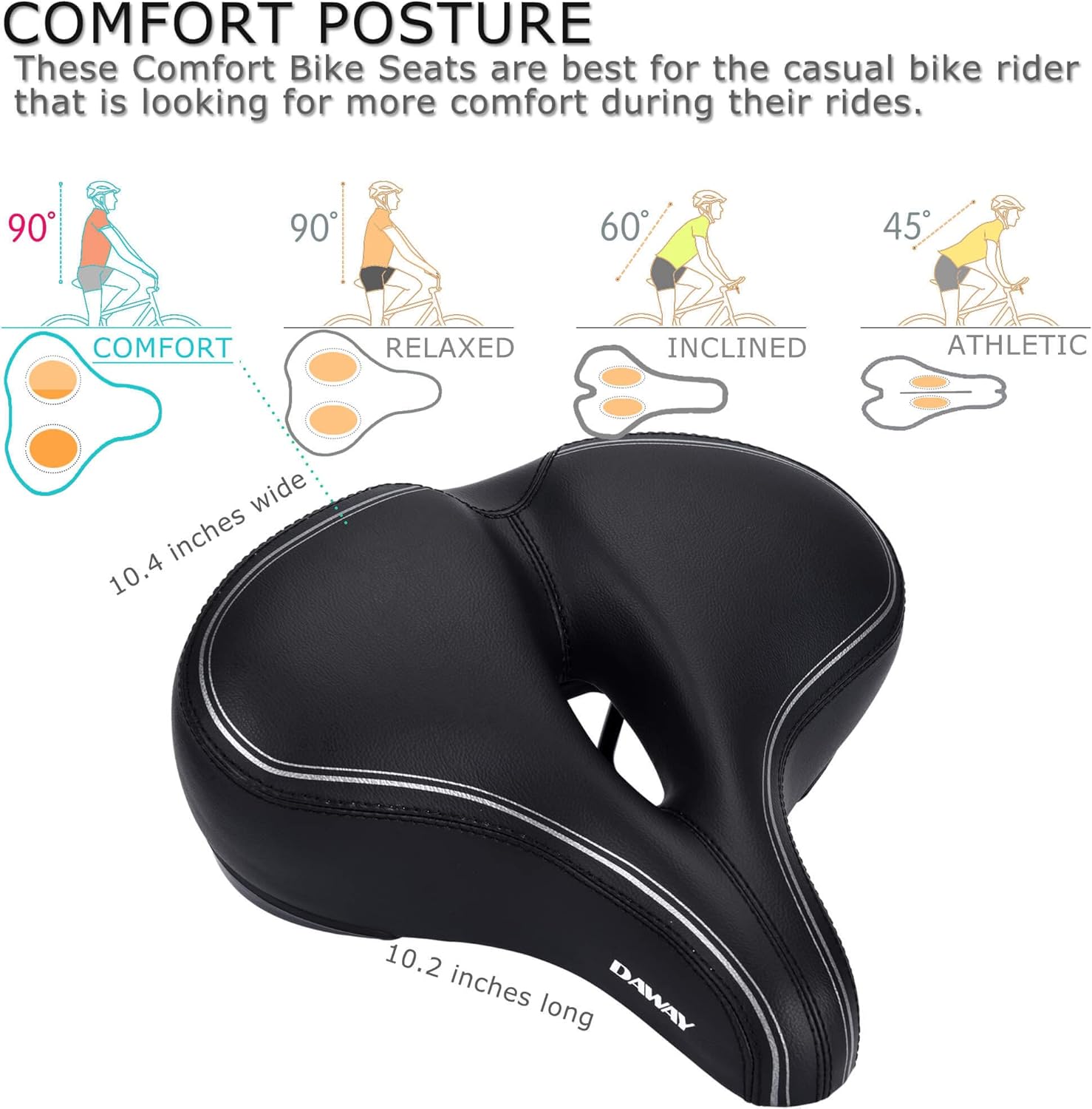 Buy DAWAY C30 Comfortable Oversized Bike Seat Compatible with Peloton