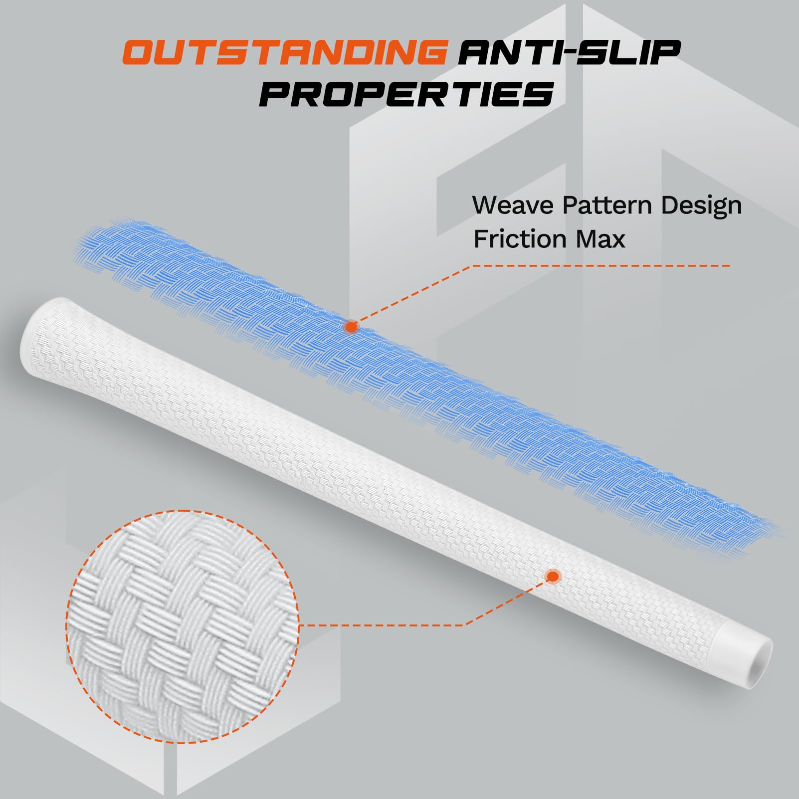Full Choice Golf Grips 13-Pack with Repair Kits All-Weather Performance, 360° Non-Slip Texture & High-Traction Grips for Stable Control MID SIZE RG04