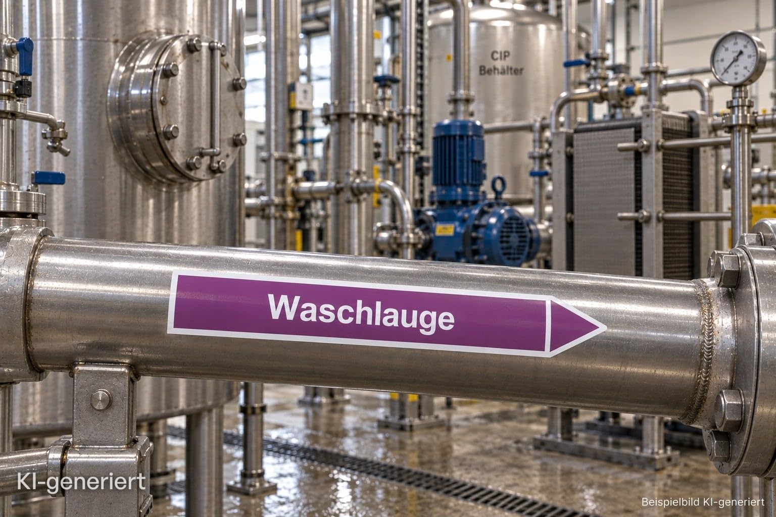 Aufkleber Rohrleitungskennzeichnung – "Waschlauge" | 30 x 5,0 cm 100 | Made in Germany
