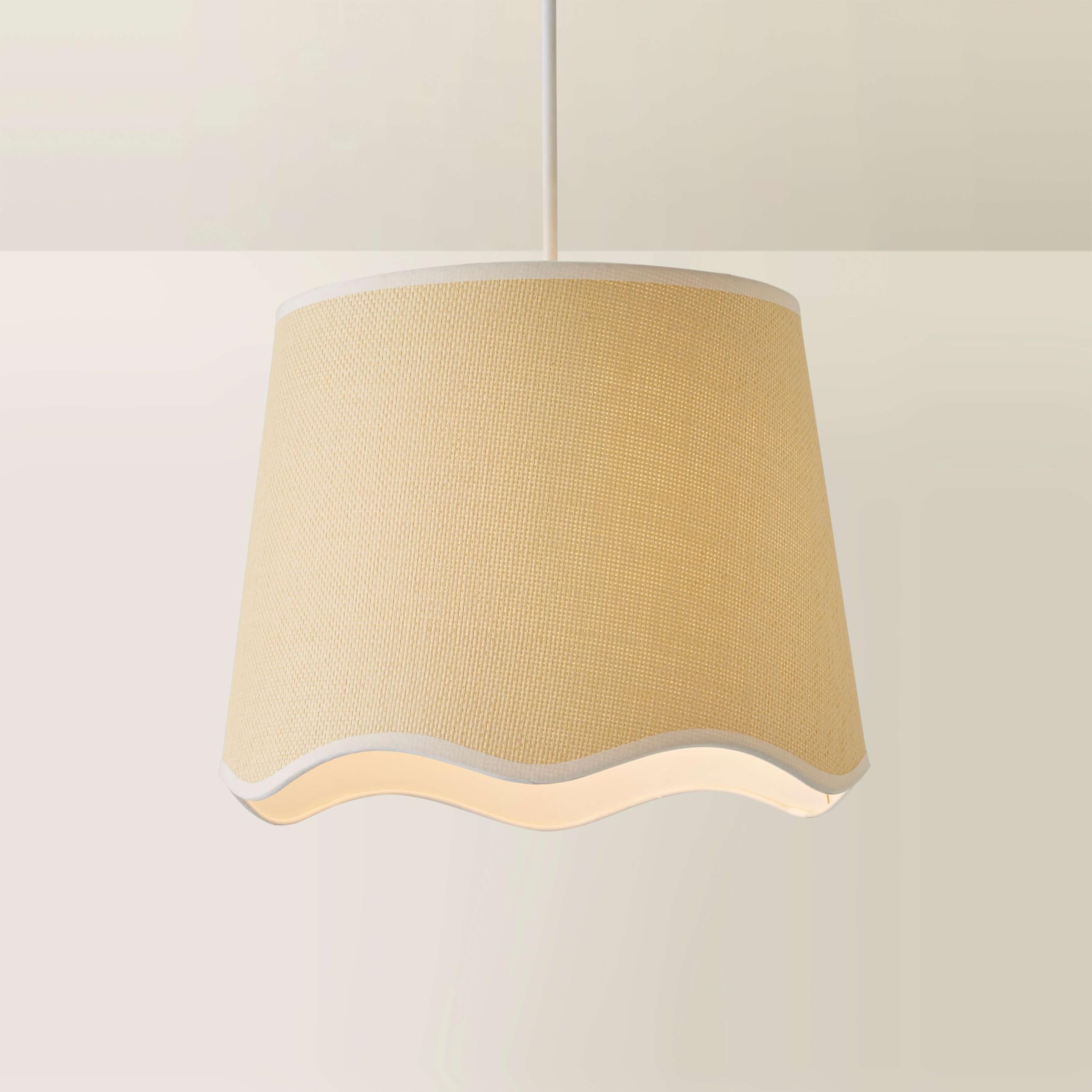 Valuelights White Dutton Natural Fabric Scallop Edge Ceiling Floor Table Large Lamp Shade In