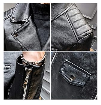 Idopy Men`s Casual Slim Fit Rider Trucker PU Faux Leather
