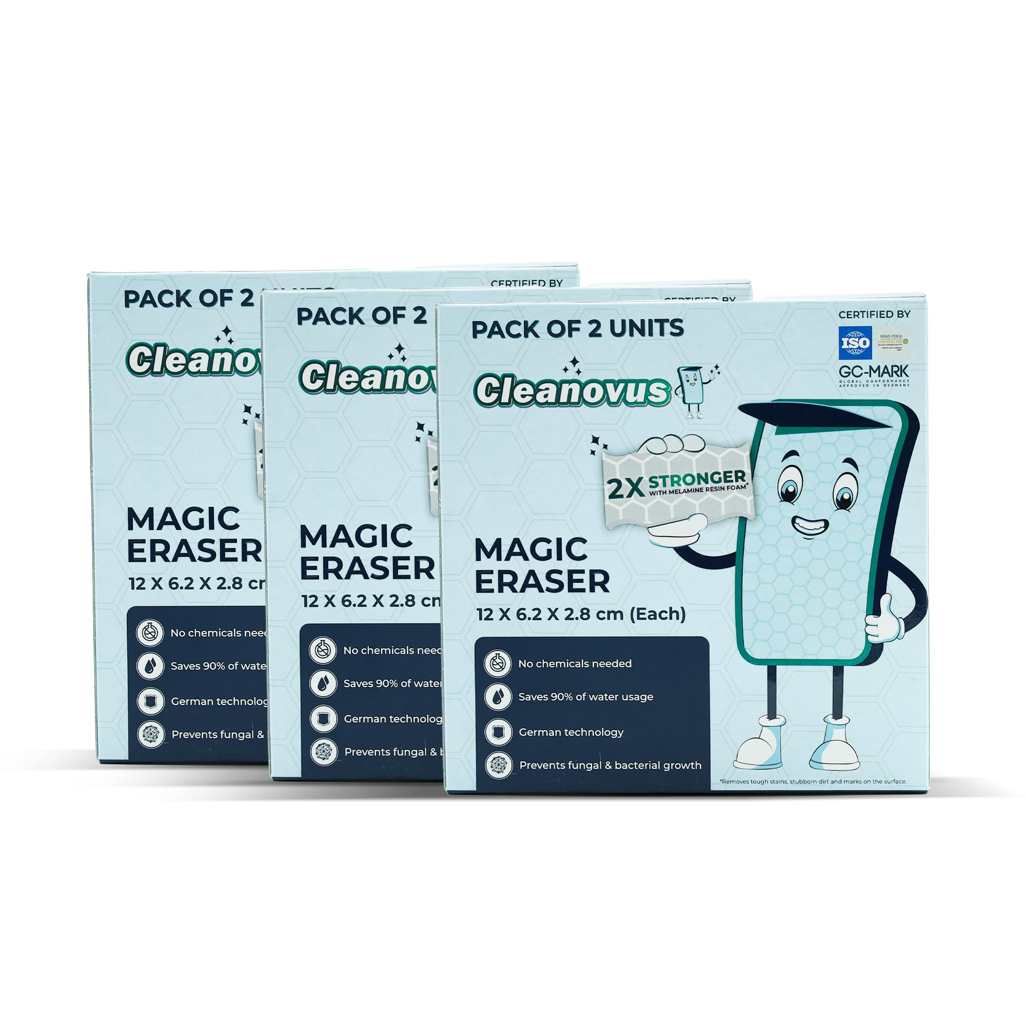 Cleanovus Magic Eraser - Multi-Surface Premium Cleaning Pad with German Technology | Melamine Resin Foam | Stain and Dirt Remover | Biodegradable | Pack of 6