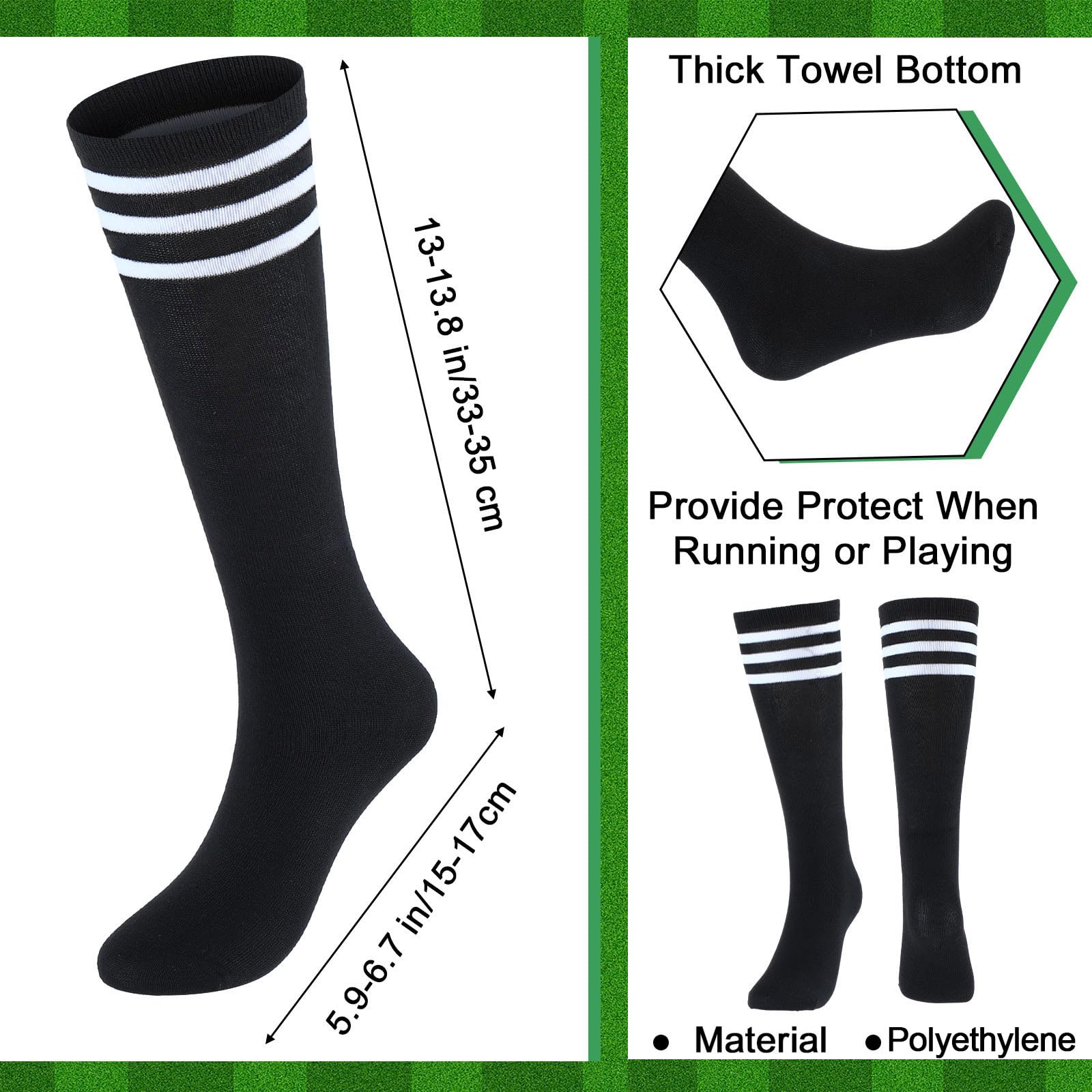 Hercicy 30 Pairs Kids Soccer Socks Sport Team Knee High Football Socks Athletic Striped Hockey Socks for 5-12 Years