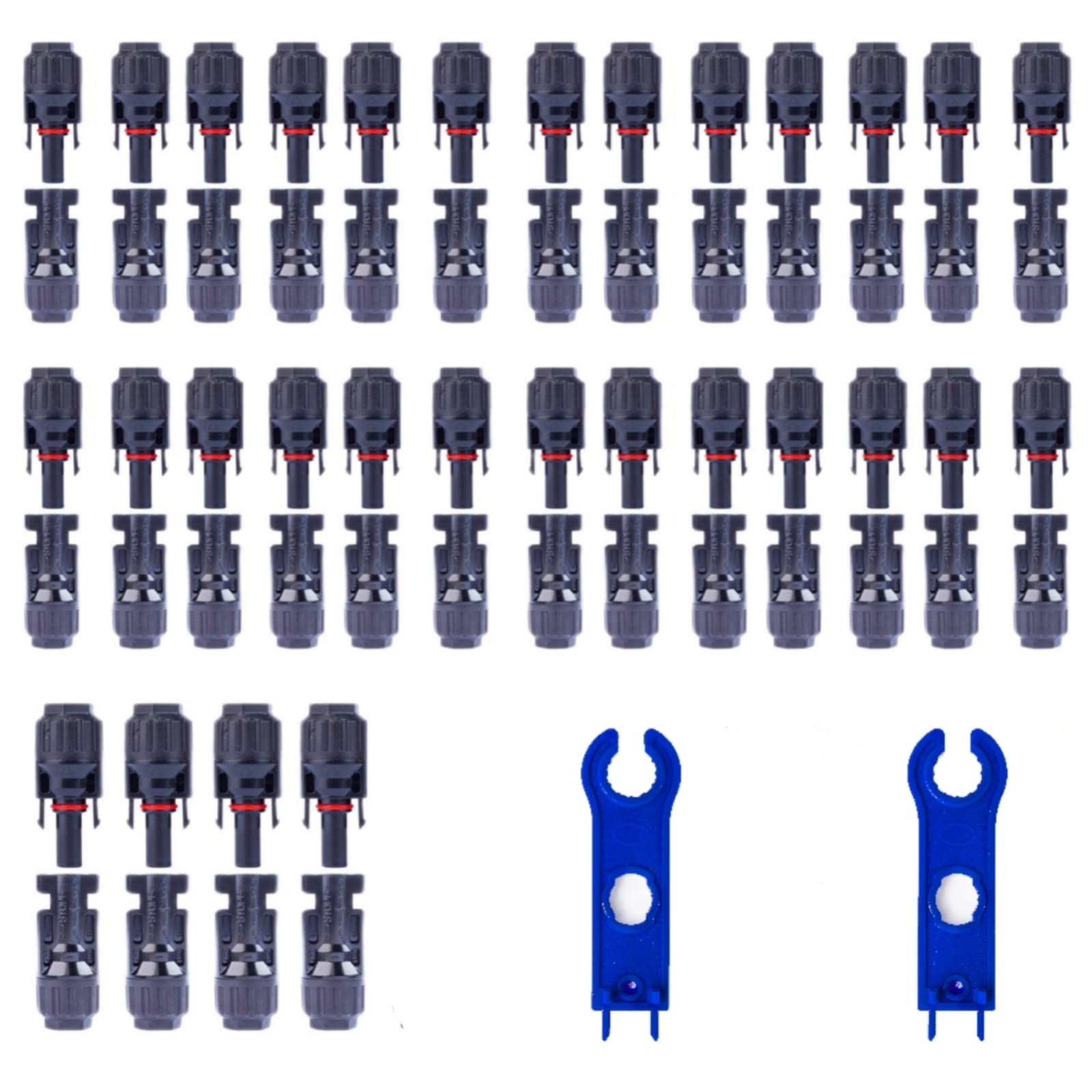 AirTACDINGJU 60PCS Solar Connectors Wire Panel pv Connector （14-10AWG） Cable with Spanners IP67 Waterproof Male/Female (30 Pairs)