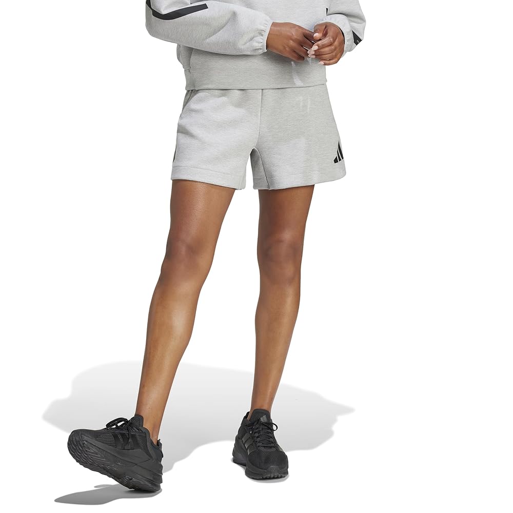 adidas Women's Z.N.E. Shorts, Medium Grey Heather, Small at