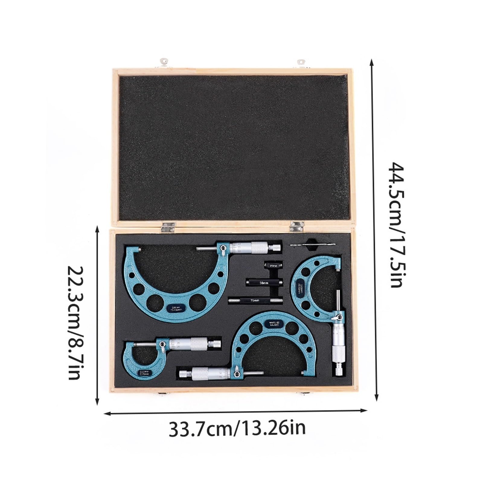 Mikrometr cyfrowy, 4 sztuk/zestaw 0-25mm-50mm-75mm-100mm precyzyjny zestaw mikrometrów zewnętrznych ze standardami zakres zatrzymania grzechotkowego 0.01mm narzędzi do podziałki